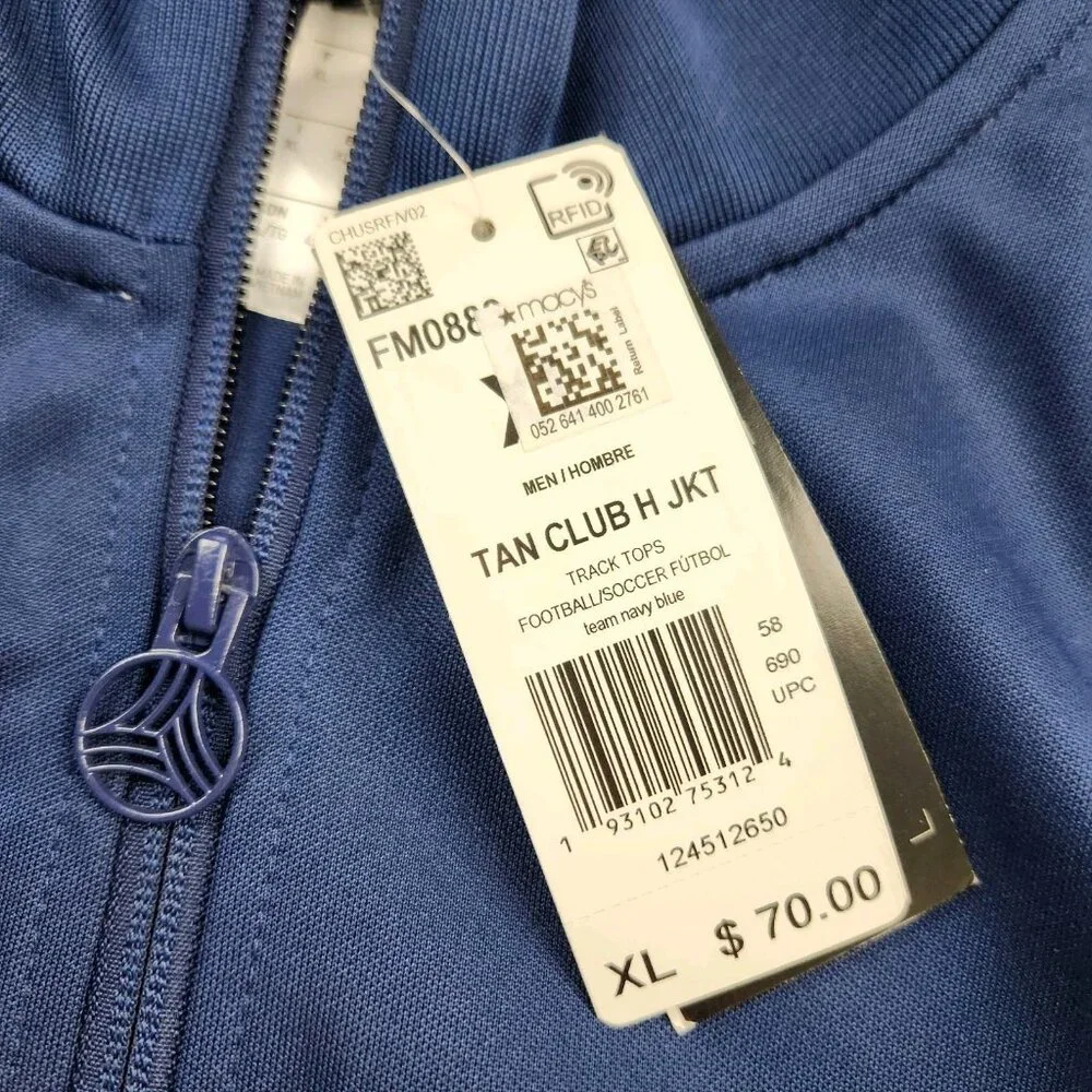 Men's Adidas Club Jacket Size XL Blue Polyester Track Soccer Jacket - Picture 5 of 11